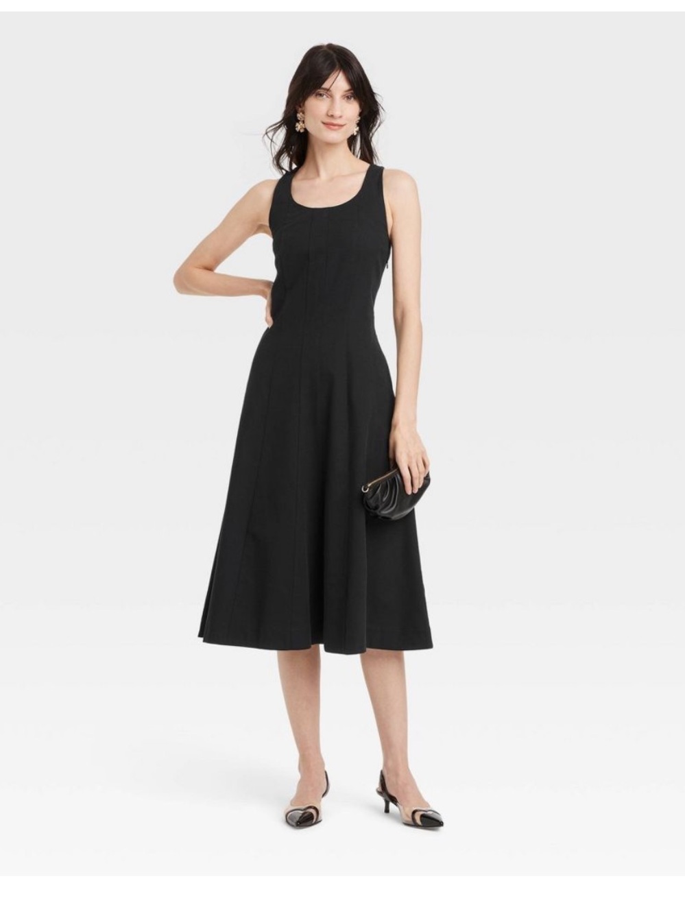 Women Corset Midi A-Line Black Dress - A New Day Sz 14